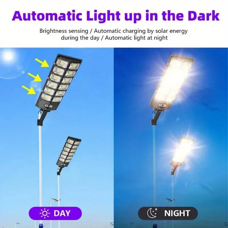 504LED uitra-Bright Solar Street lght Wide Angle Motion Sensor, RemoteControl,Energy-Efflcient, Waterproof 4300mah