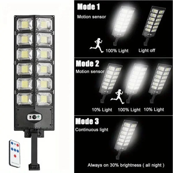 504LED uitra-Bright Solar Street lght Wide Angle Motion Sensor, RemoteControl,Energy-Efflcient, Waterproof 4300mah - Image 3