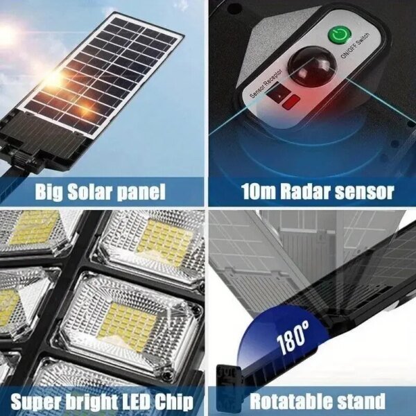 504LED uitra-Bright Solar Street lght Wide Angle Motion Sensor, RemoteControl,Energy-Efflcient, Waterproof 4300mah - Image 6