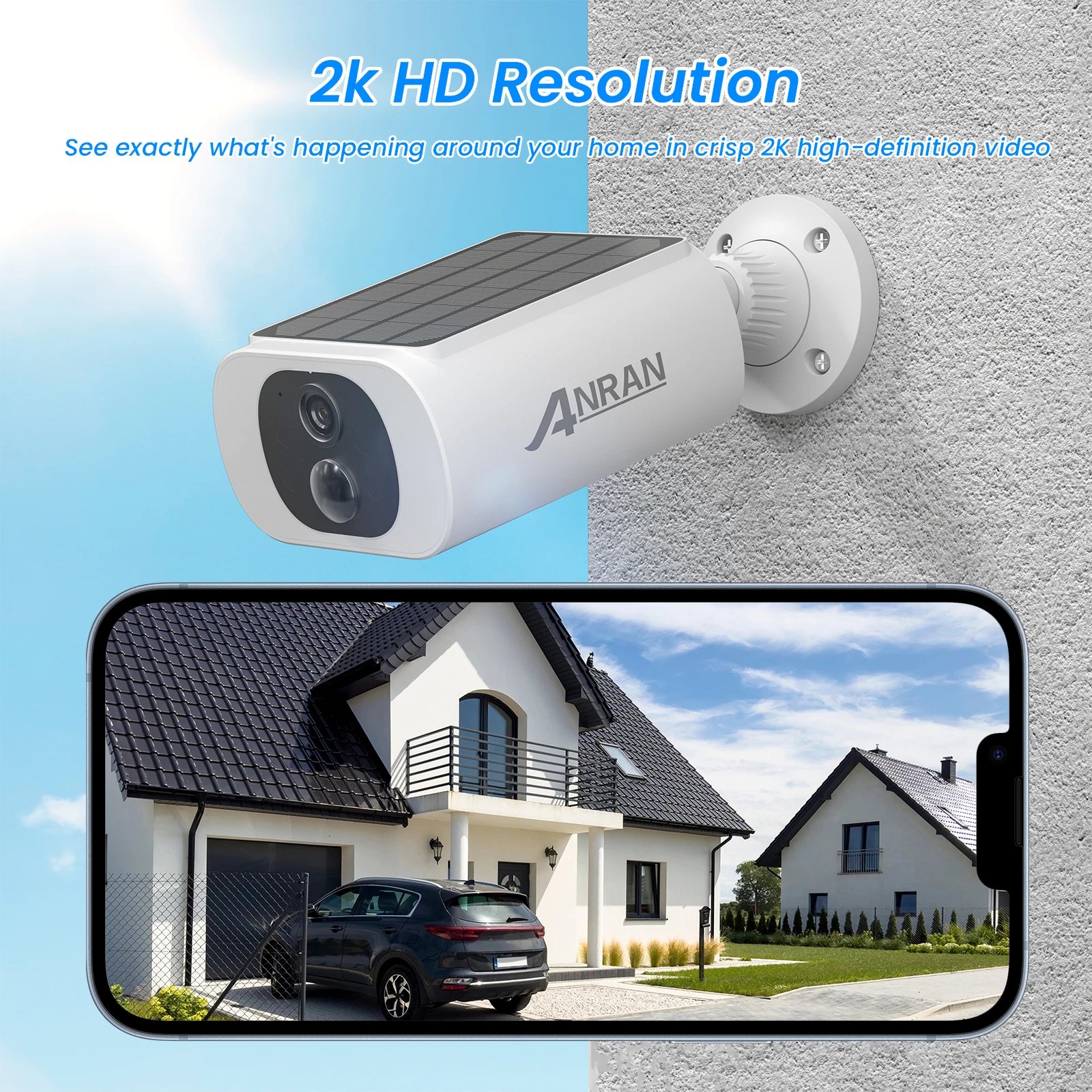 ANRAN 2K Solar Security Camera 3/5MP Outdoor Wireless 2.4G WIFI Camera Battery Cam Floodlight Color Night Vision Can't Add NVR ANRAN 2K Solar Security Camera 3/5MP Outdoor Wireless 2.4G WIFI Camera Battery Cam Floodlight Color Night Vision Can't Add NVR