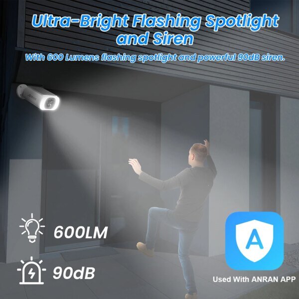 ANRAN 2K Solar Security Camera 3/5MP Outdoor Wireless 2.4G WIFI Camera Battery Cam Floodlight Color Night Vision Can't Add NVR - Image 3