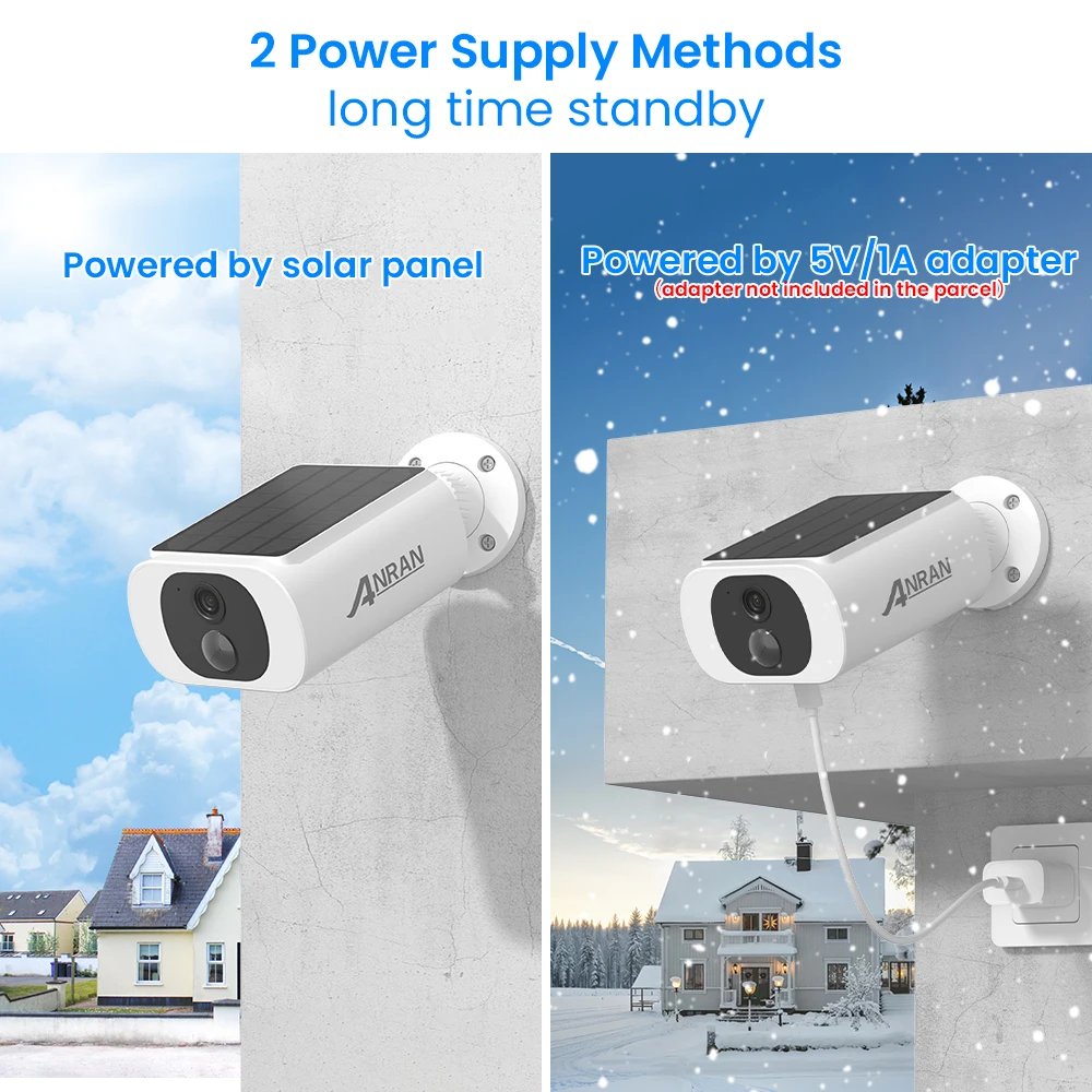 ANRAN 2K Solar Security Camera 3/5MP Outdoor Wireless 2.4G WIFI Camera Battery Cam Floodlight Color Night Vision Can't Add NVR ANRAN 2K Solar Security Camera 3/5MP Outdoor Wireless 2.4G WIFI Camera Battery Cam Floodlight Color Night Vision Can't Add NVR